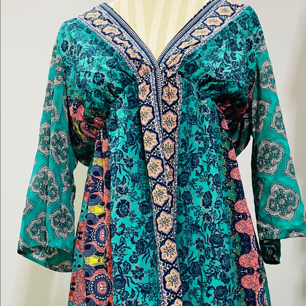 Colorful deep v neck dress